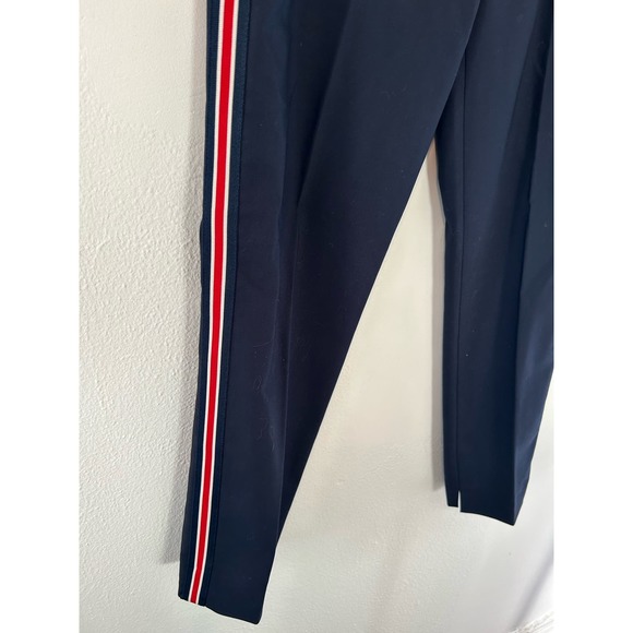 ZARA Woman Navy Trousers Red and White Side Stripe Size 6 - Picture 4 of 11